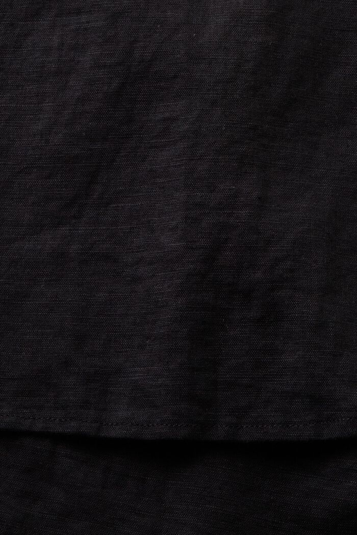 Blusa camisera de algodón y lino, BLACK, detail image number 5