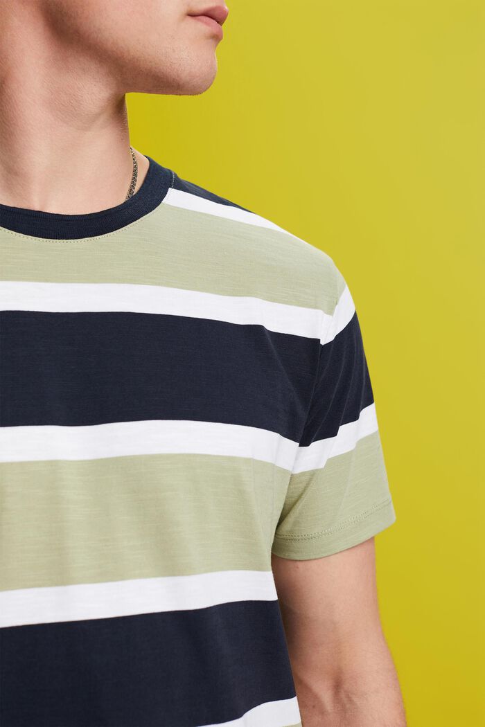 Camiseta de punto a rayas, 100% algodón, LIGHT GREEN, detail image number 2