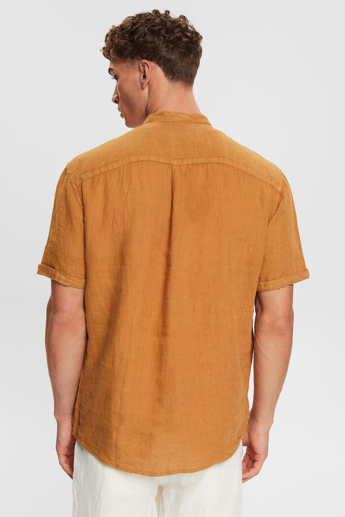 Camisa con cuello mao en 100 % lino, TOFFEE, detail image number 3