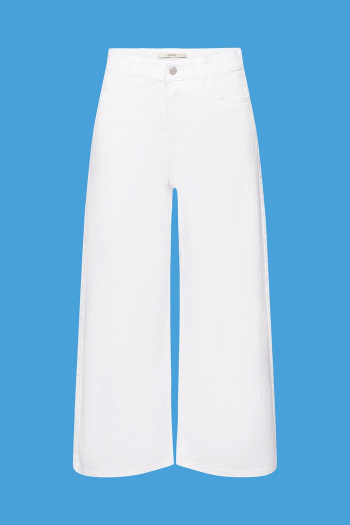 Pantalón culotte de tiro alto con perneras anchas, WHITE, detail image number 7