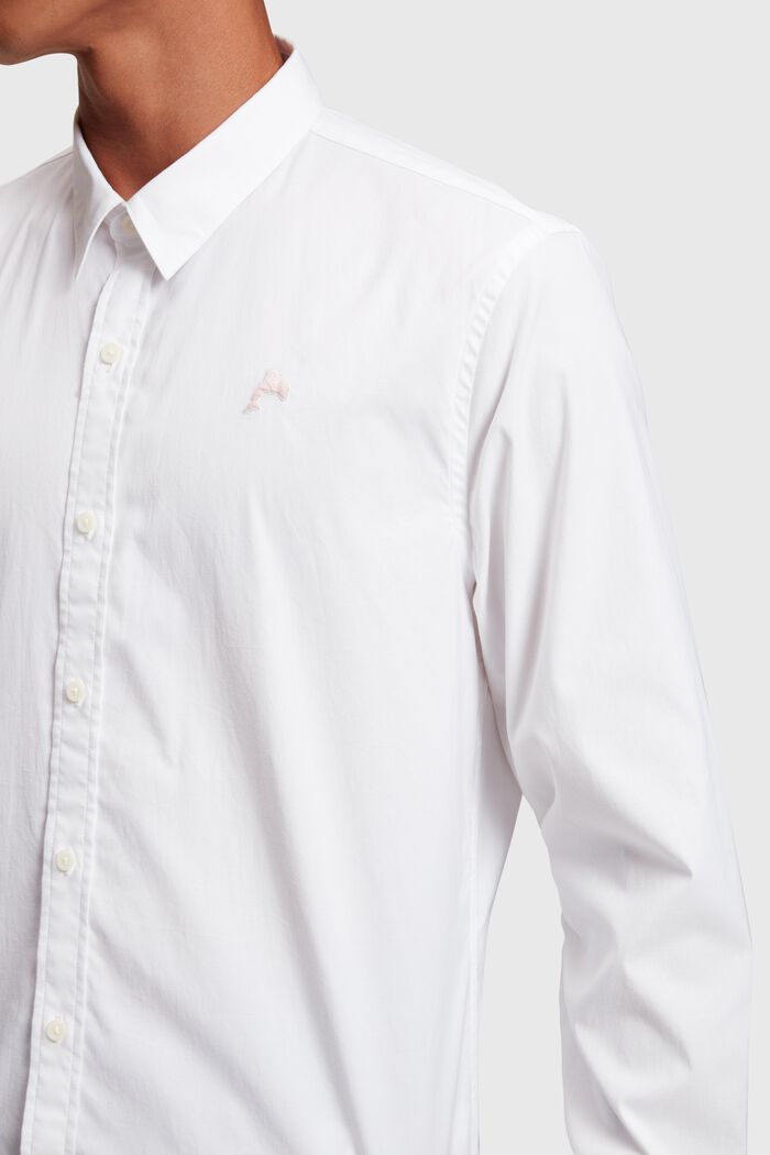 Camisa de corte ceñido de popelina con insignia de delfín, WHITE, detail image number 4
