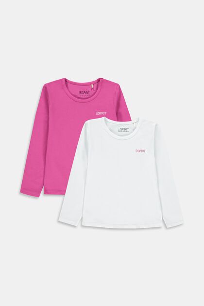 Pack de dos camisetas de manga larga en algodón elástico, WHITE, overview