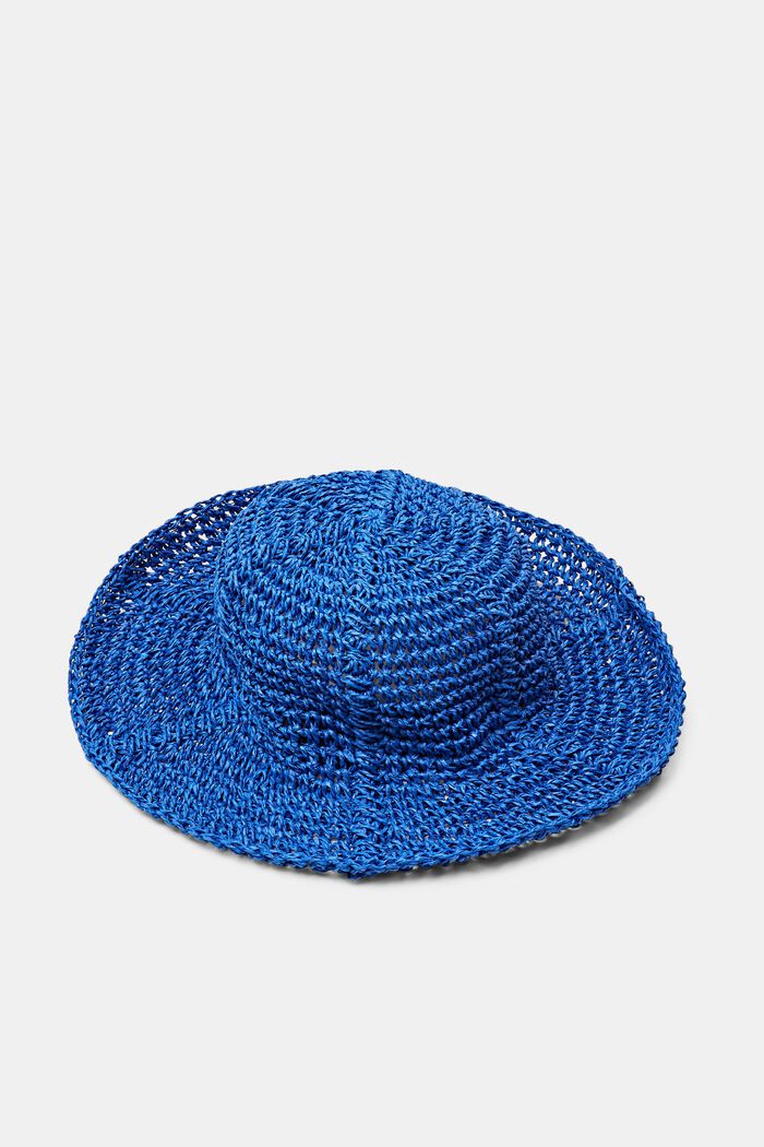 Sombrero de paja de ganchillo, BRIGHT BLUE, detail image number 0