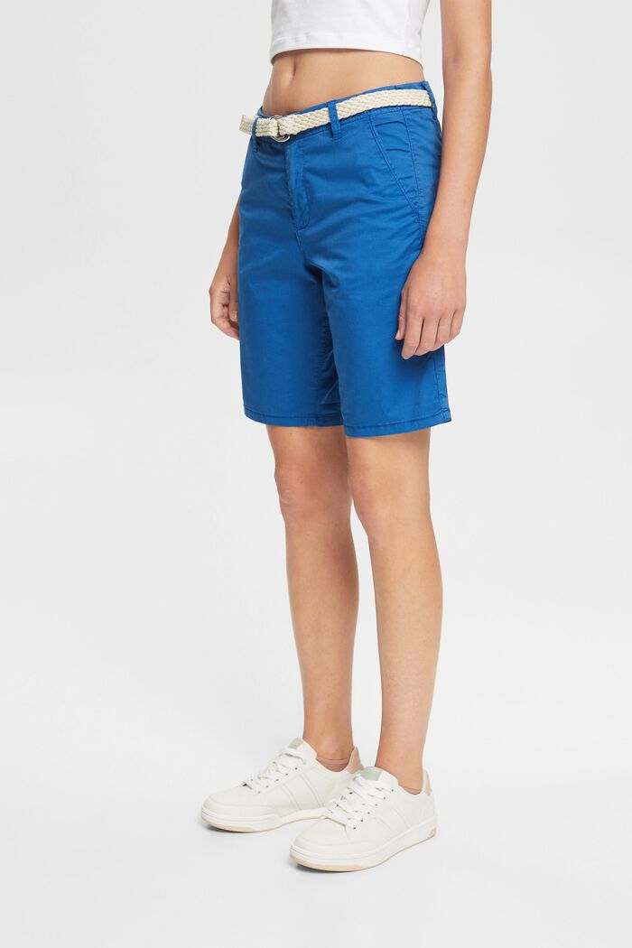 Pantalones cortos con cinturón trenzado, BLUE, detail image number 1