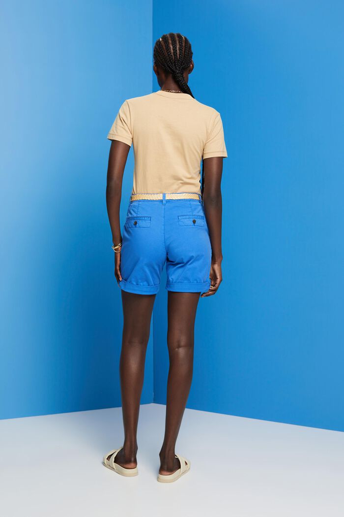 Shorts con cinturón trenzado de rafia extraíble, BRIGHT BLUE, detail image number 3