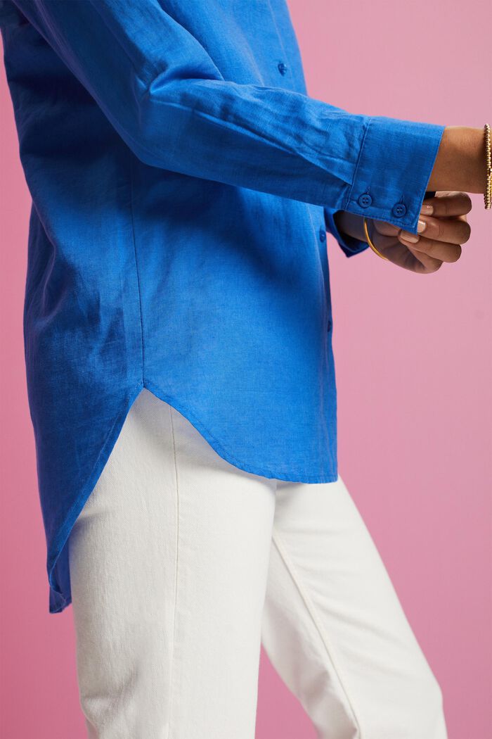 Camisa en mezcla de algodón y lino, BRIGHT BLUE, detail image number 2