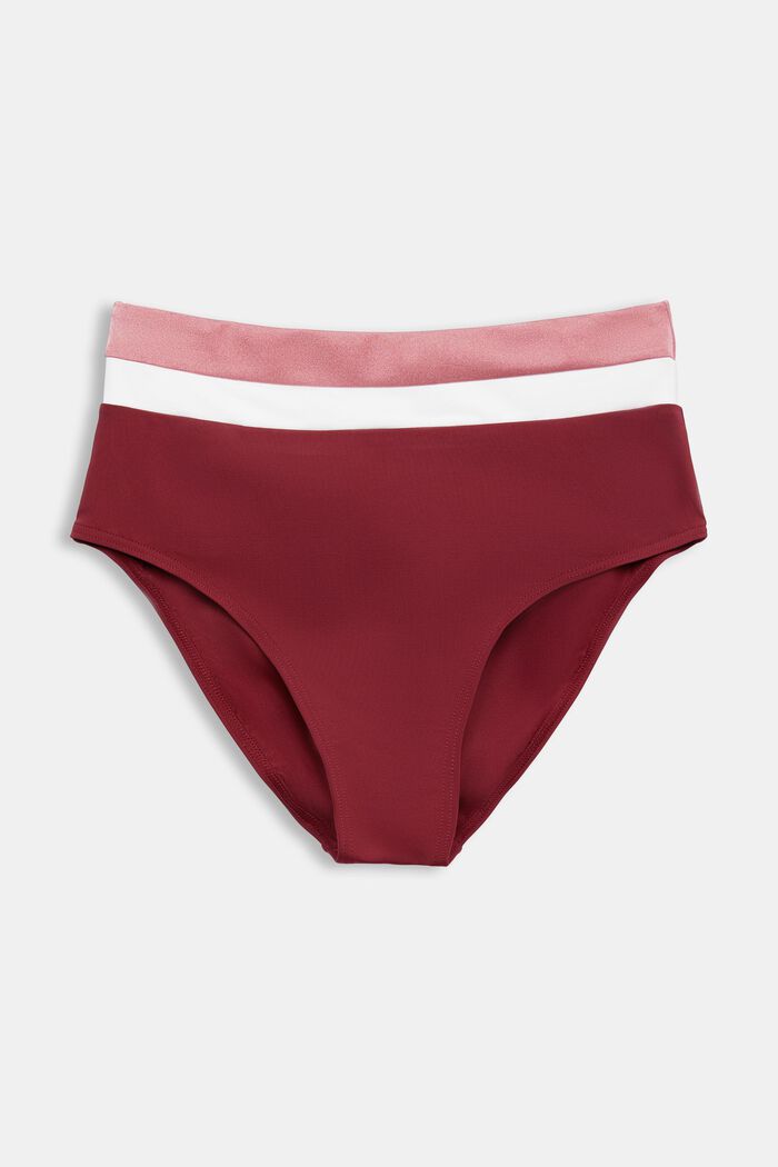 Braguita de bikini tricolor de tiro alto, DARK RED, detail image number 5
