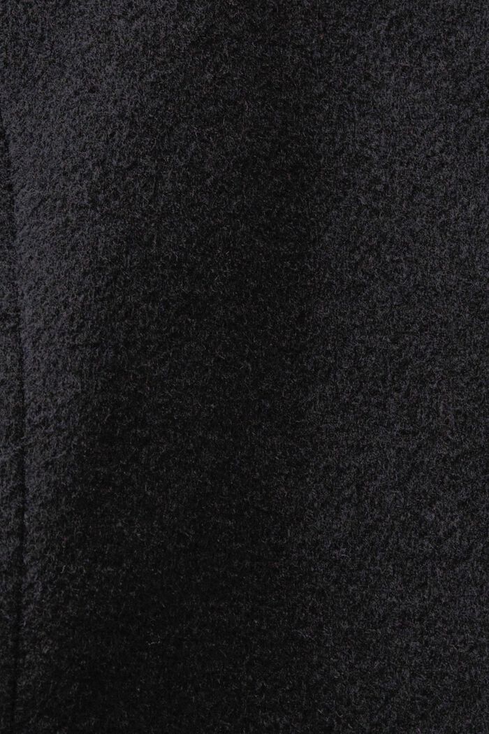 Abrigo de mezcla de lana reciclada con capucha y cinturón, BLACK, detail image number 4