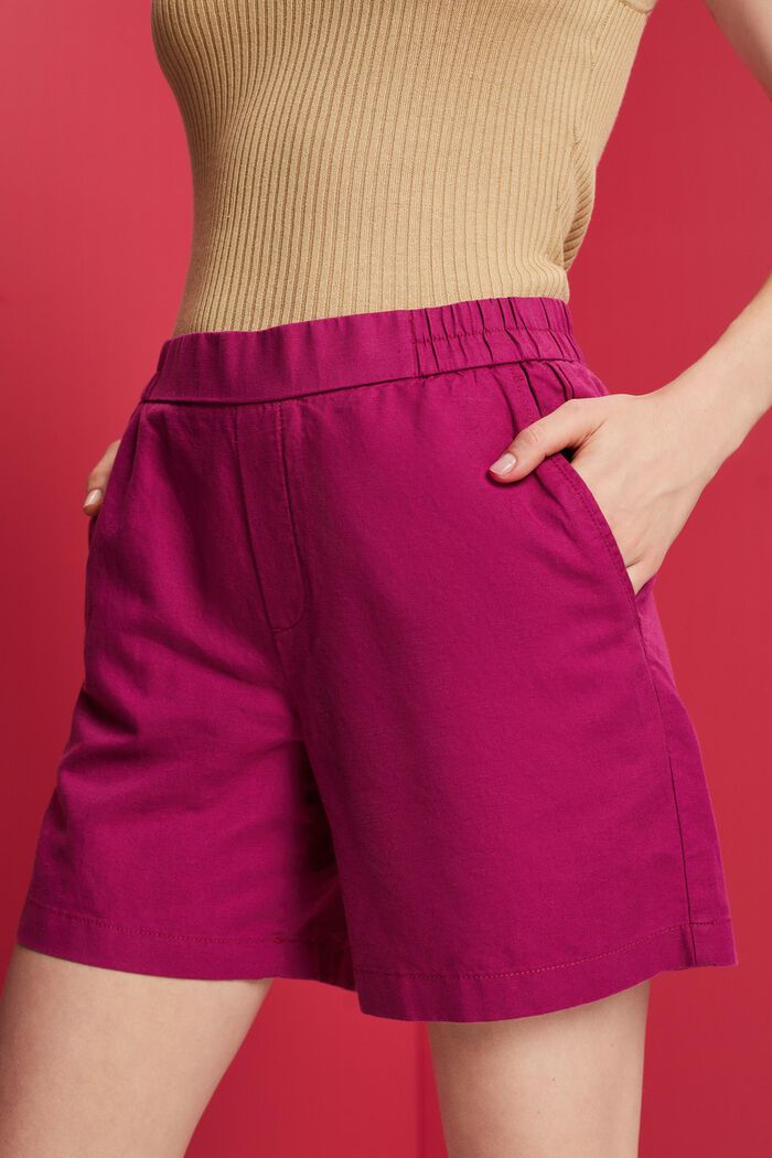 Pantalones cortos sin cierre, mezcla de lino y algodón, DARK PINK, detail image number 2