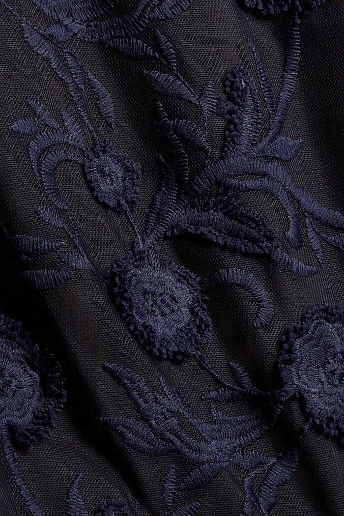 Reciclada: vestido de malla con bordado, NAVY, detail image number 4