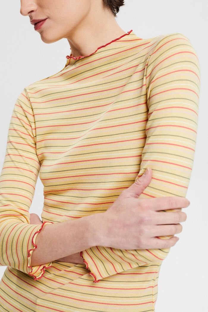 De TENCEL™: camiseta de manga larga con rayas de colores, DUSTY YELLOW, detail image number 2