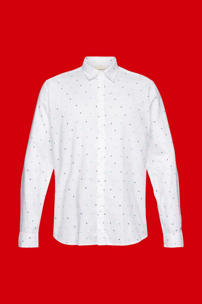 Camisa flameada de algodón con estampado de lunares, WHITE, detail image number 5