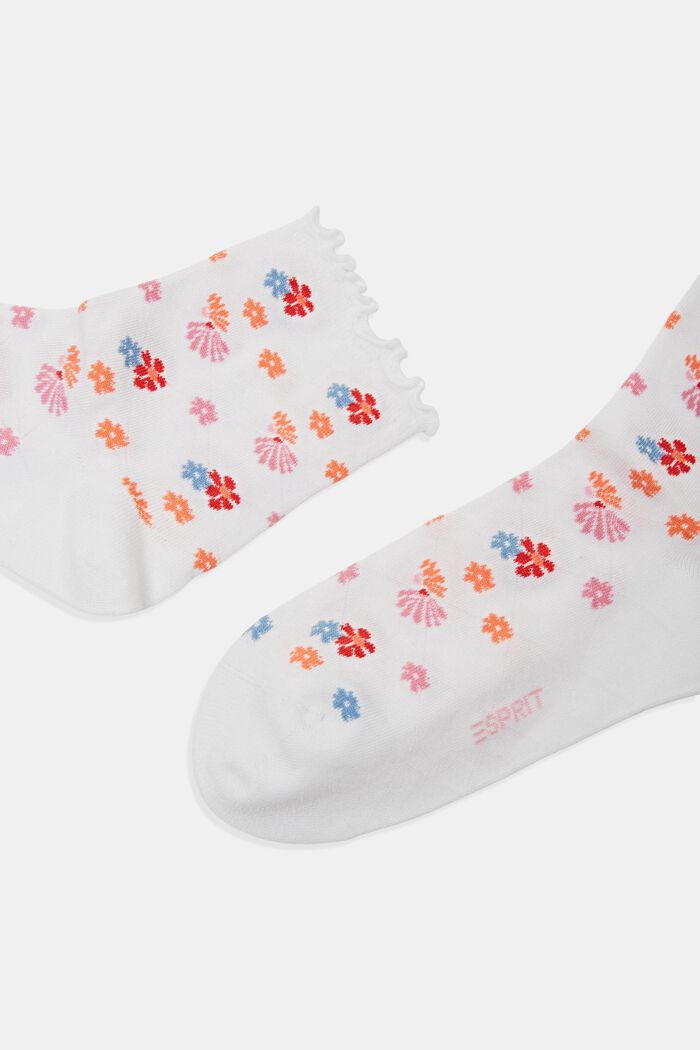 Pack de 2 pares de calcetines con dobladillo de lechuga, WHITE, detail image number 1