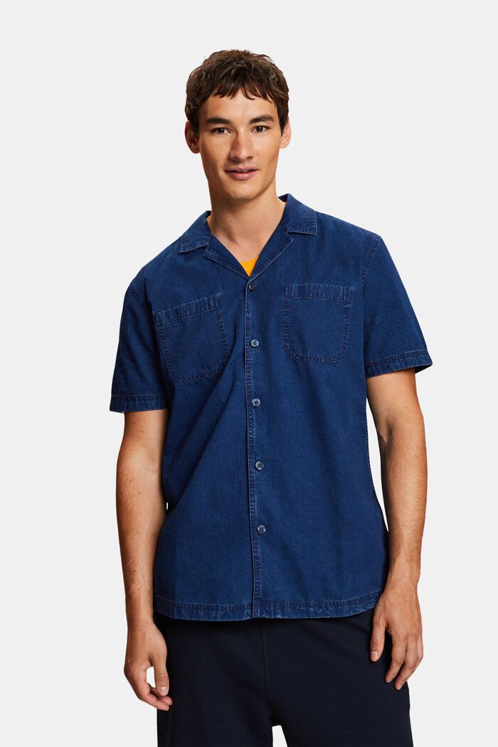 Camisa vaquera de manga corta, 100% algodón, BLUE DARK WASHED, detail image number 0