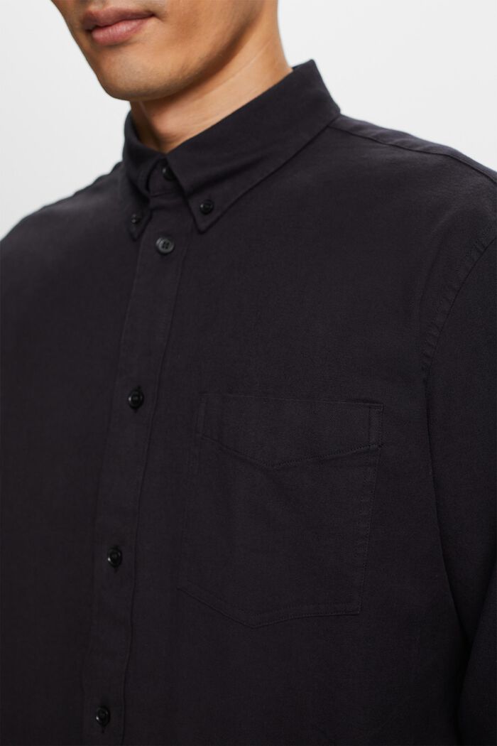 Camisa de sarga de corte normal, BLACK, detail image number 2
