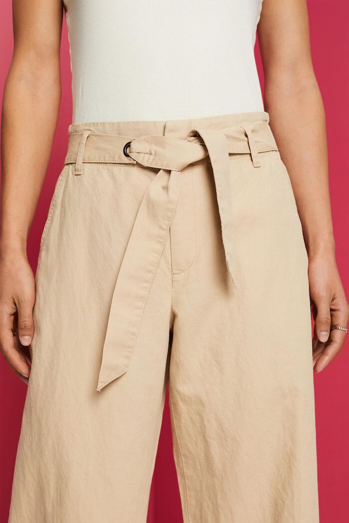 Culotte de lino y algodón con cinturón, SAND, detail image number 2