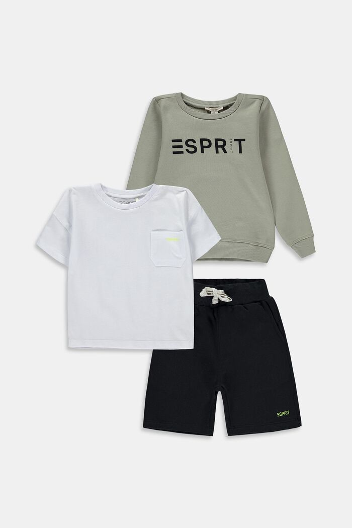 Conjunto combinado: sudadera, camiseta y pantalón corto, DUSTY GREEN, detail image number 0