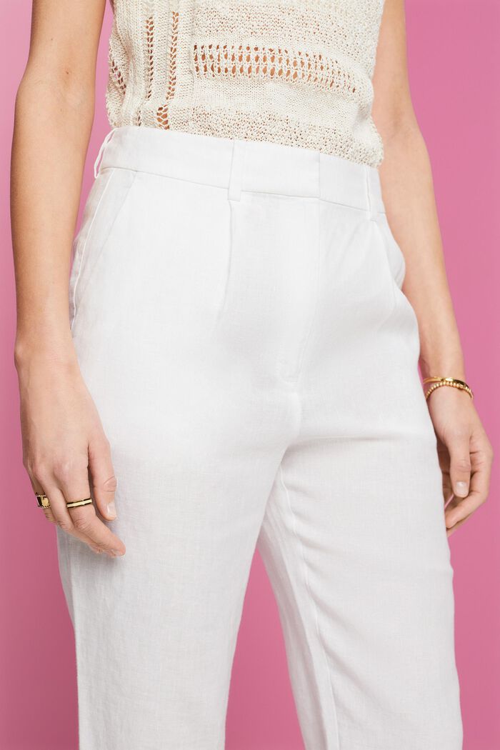 Pantalones tobilleros de lino, WHITE, detail image number 2