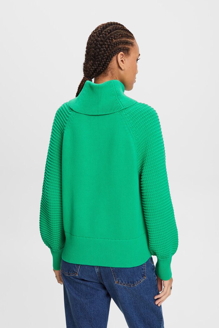 Jersey de algodón con cuello alto, GREEN, detail image number 3