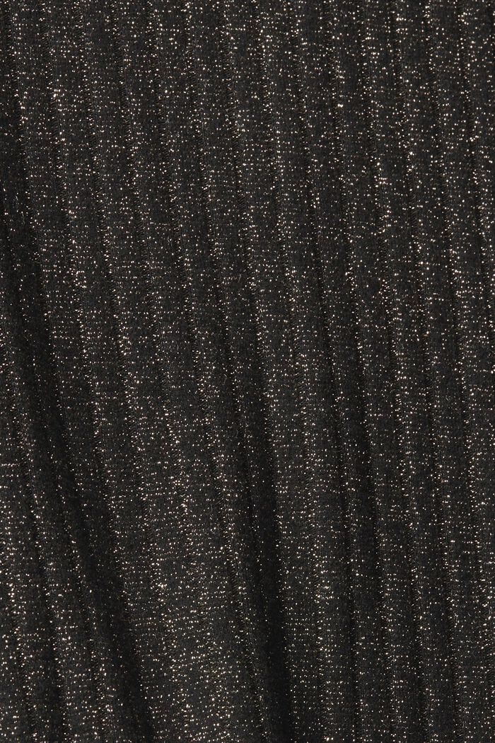 Suéter de cuello vuelto con abertura y efecto de brillo, BLACK, detail image number 5