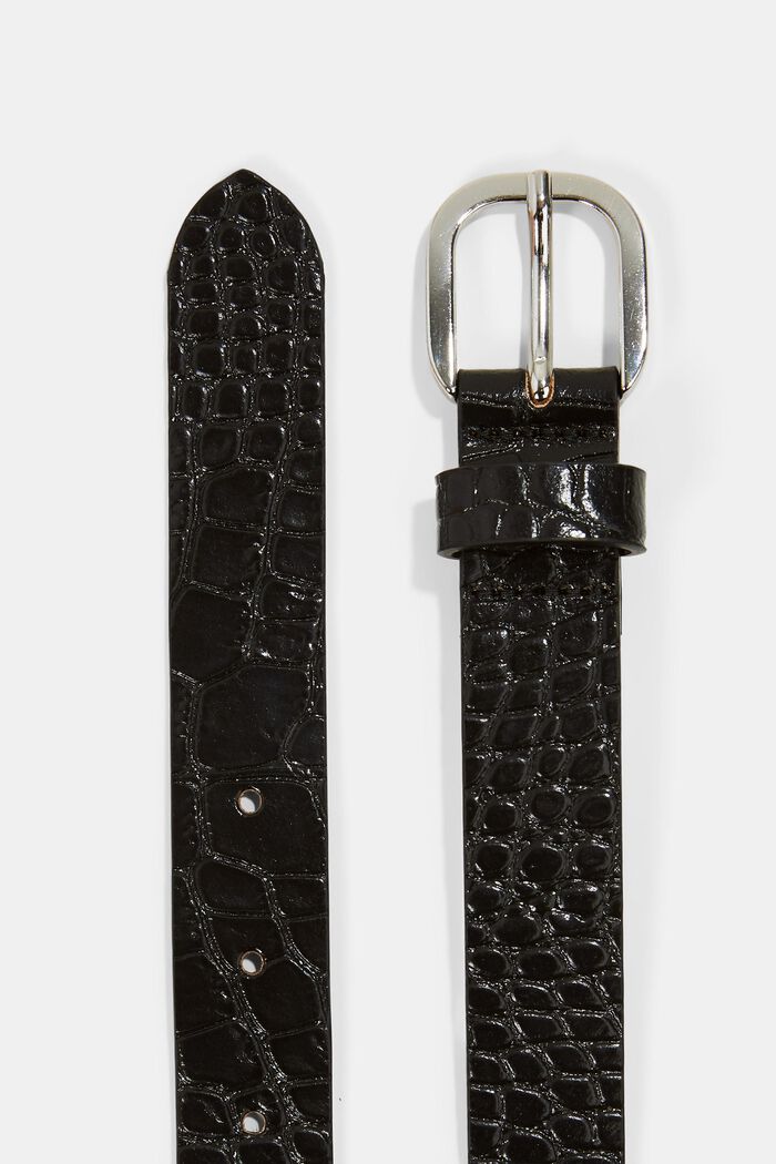 Cinturón de piel con efecto de reptil, BLACK, detail image number 1