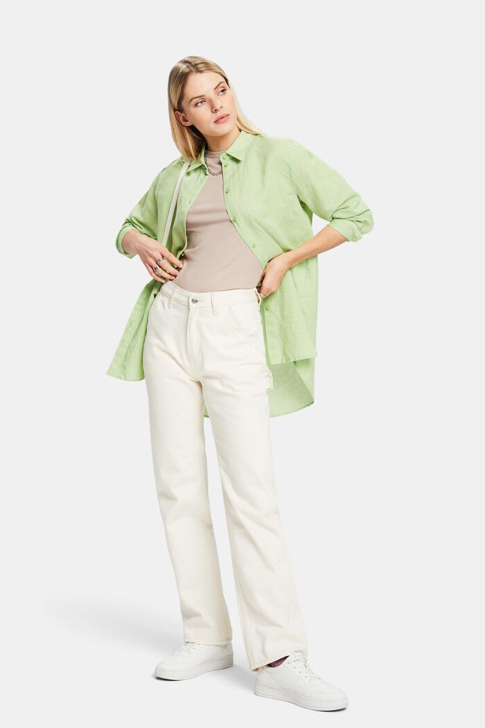 Camisa de lino y algodón, LIGHT GREEN, detail image number 1