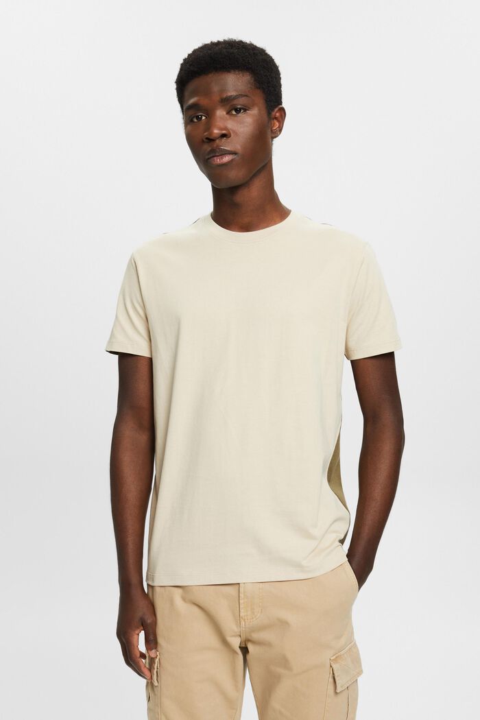 Camiseta de algodón bicolor, LIGHT TAUPE, detail image number 0