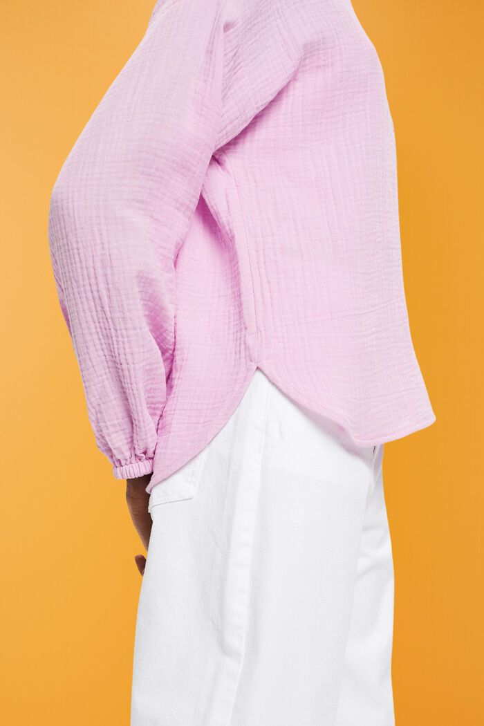 Blusa de algodón con textura, LILAC, detail image number 4