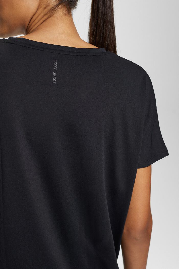 Camiseta de estilo deportivo con cuello en pico y E-DRY, BLACK, detail image number 6
