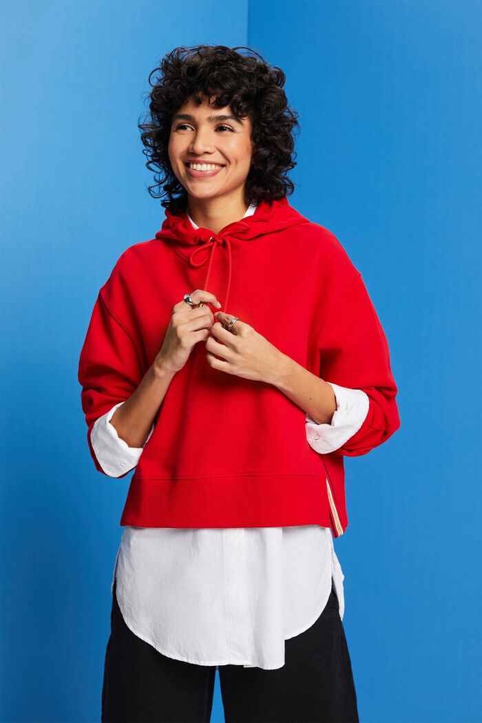 Sudadera con capucha corta, 100% algodón, RED, detail image number 0