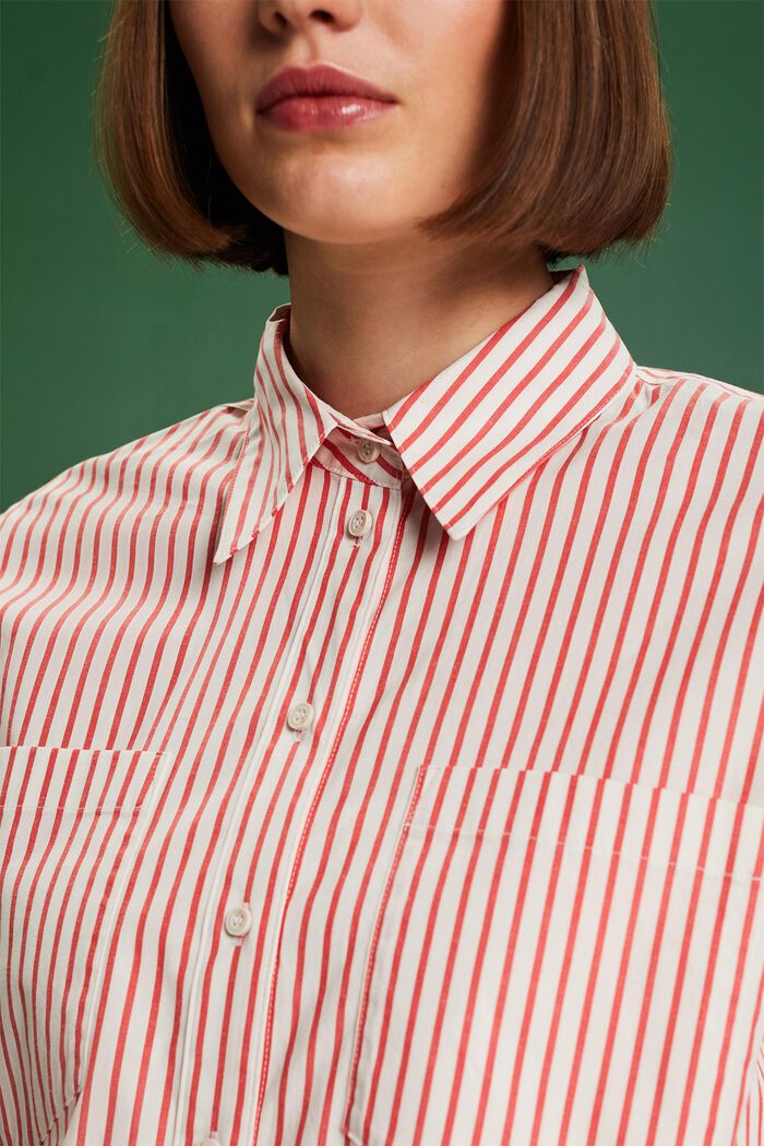 Camisa de cuello abotonado con diseño a rayas, RED, detail image number 3