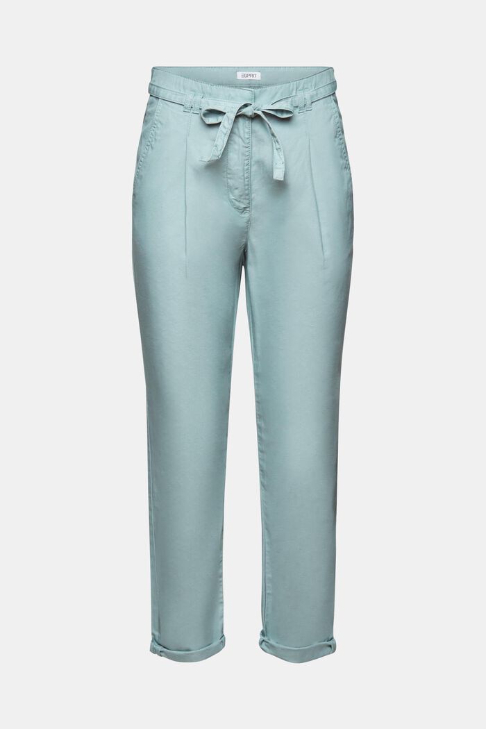 Pantalones chinos con cinturón, LIGHT GREEN BLUE, detail image number 7