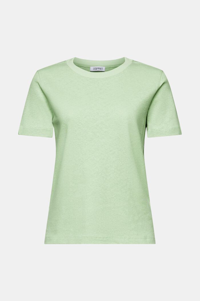 Camiseta de algodón y lino, LIGHT GREEN, detail image number 7