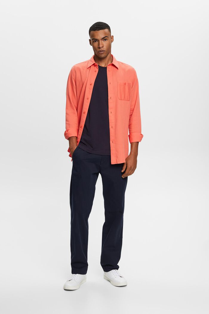 Camisa de corte ceñido con textura, 100% algodón, CORAL RED, detail image number 1