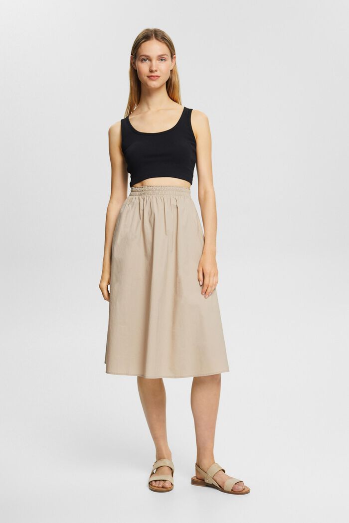 Falda midi con cintura elástica, LIGHT TAUPE, detail image number 3