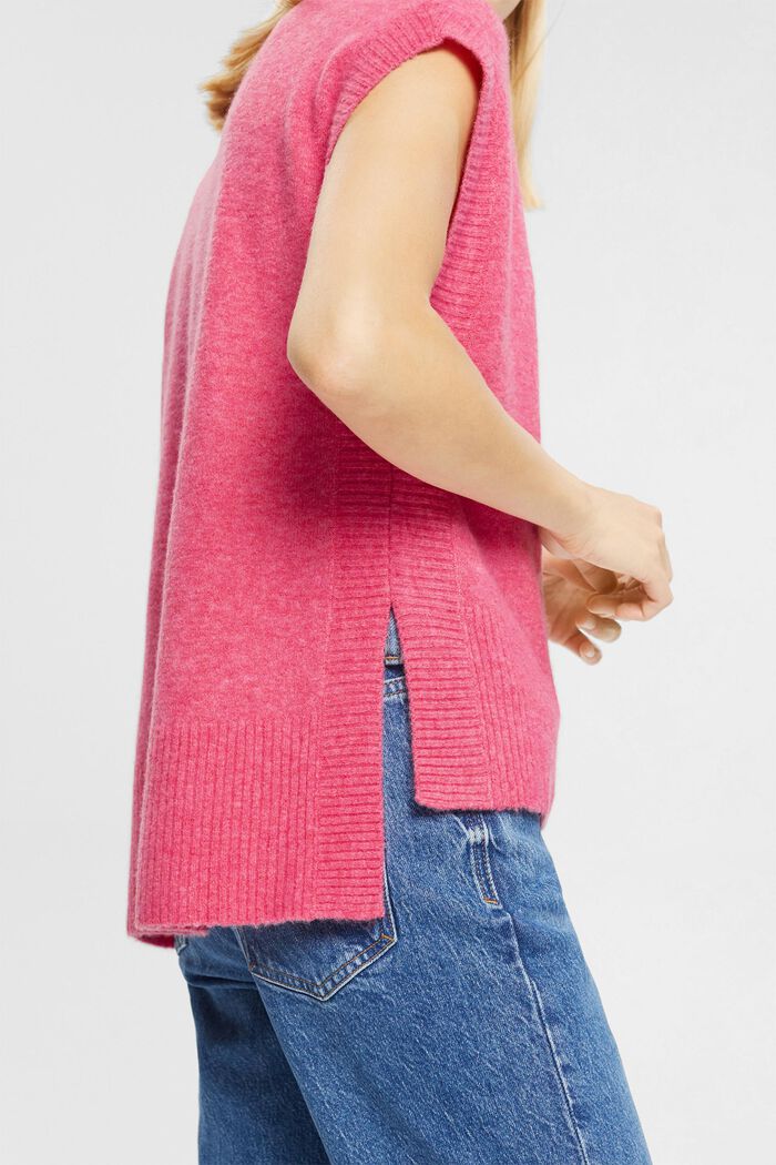 Jersey sin mangas en mezcla de lana, PINK, detail image number 2