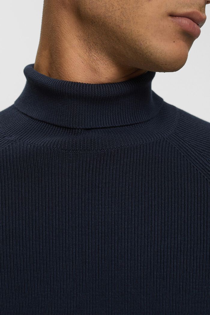 Jersey de cuello alto acanalado, NAVY, detail image number 0