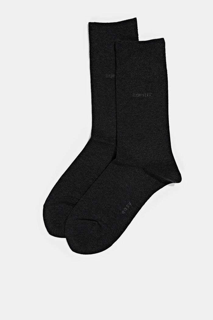 Pack de dos calcetines con remate suave, mezcla de algodón ecológico, BLACK, detail image number 2