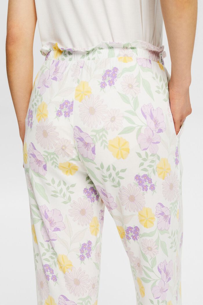 Pantalón de pijama con estampado floral, LENZING™ ECOVERO™, OFF WHITE 3, detail image number 2