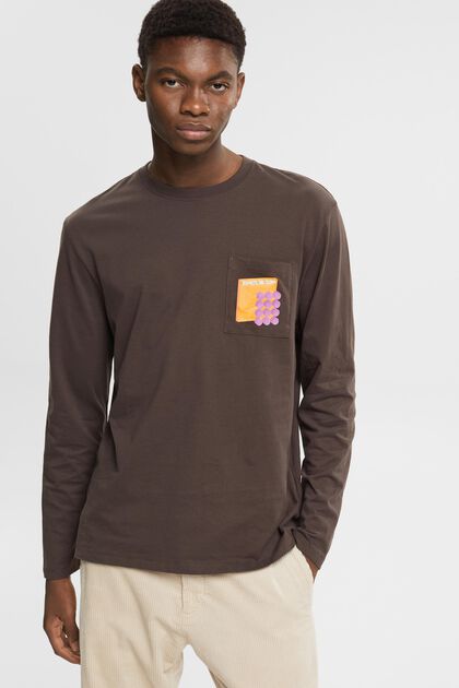 Camiseta de manga larga en tejido de jersey con estampado en el pecho