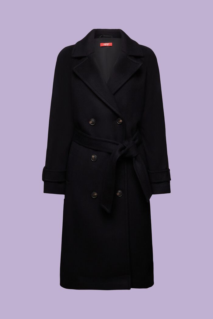Abrigo en cachemir y lana con doble botonadura, BLACK, detail image number 6