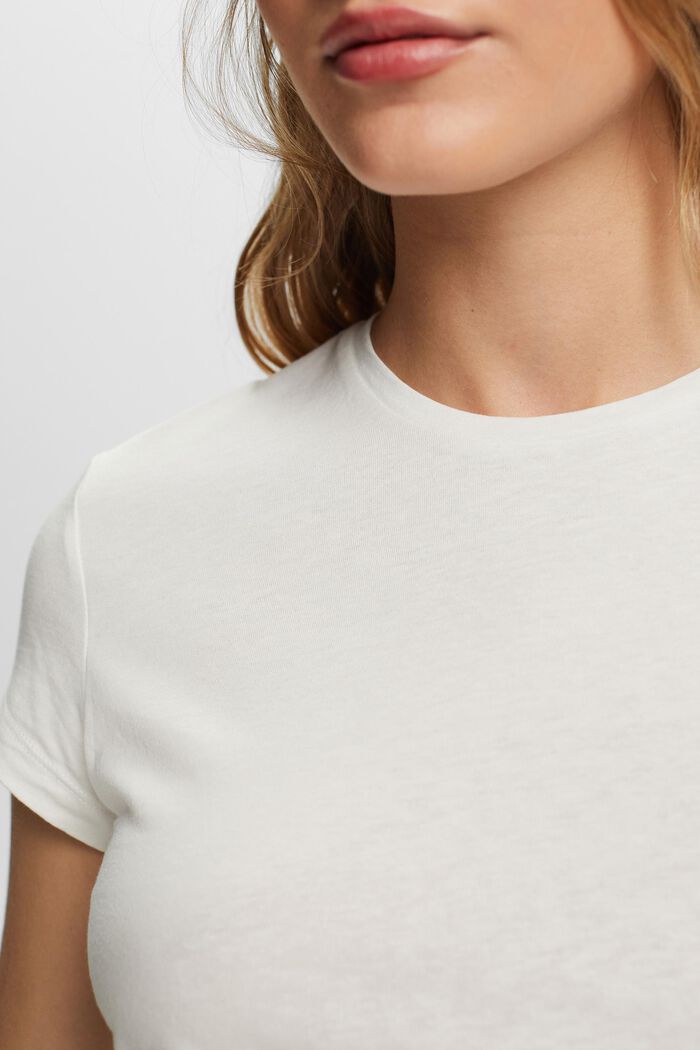 Camiseta con cuello redondo, 100% algodón, OFF WHITE, detail image number 2