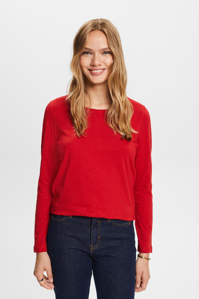 Camiseta de manga larga de jersey, 100% algodón, DARK RED, detail image number 0