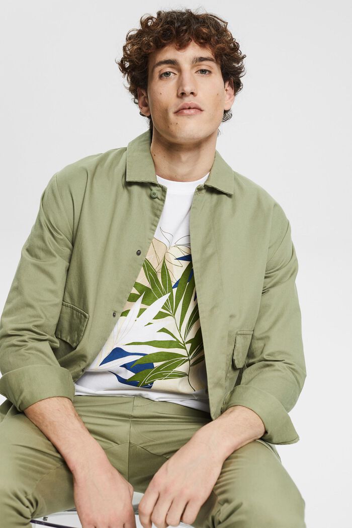 Camiseta de jersey con estampado de plantas, WHITE, detail image number 4