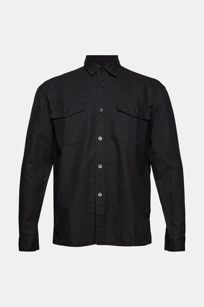 En mezcla de lino: camisa oversize, BLACK, detail image number 6
