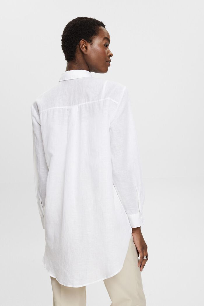 Camisa de lino y algodón, WHITE, detail image number 3