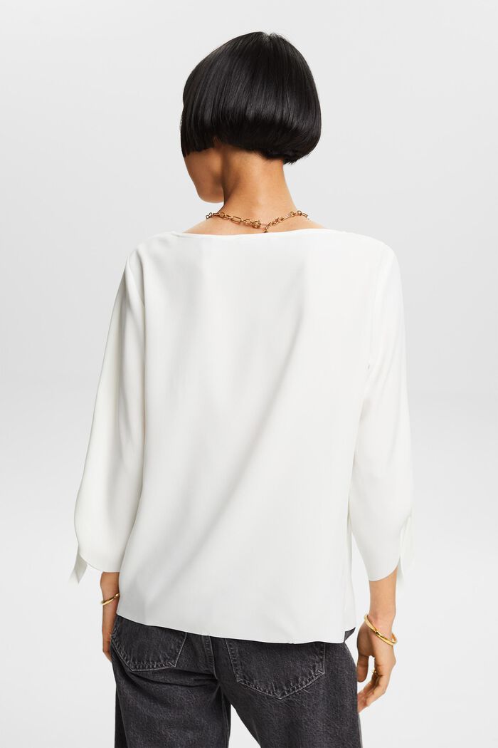 Blusa elástica con bordes abiertos, OFF WHITE, detail image number 2