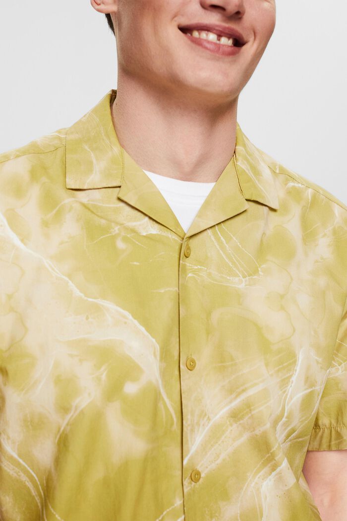 Camisa con estampado marmolado, LIME YELLOW, detail image number 2
