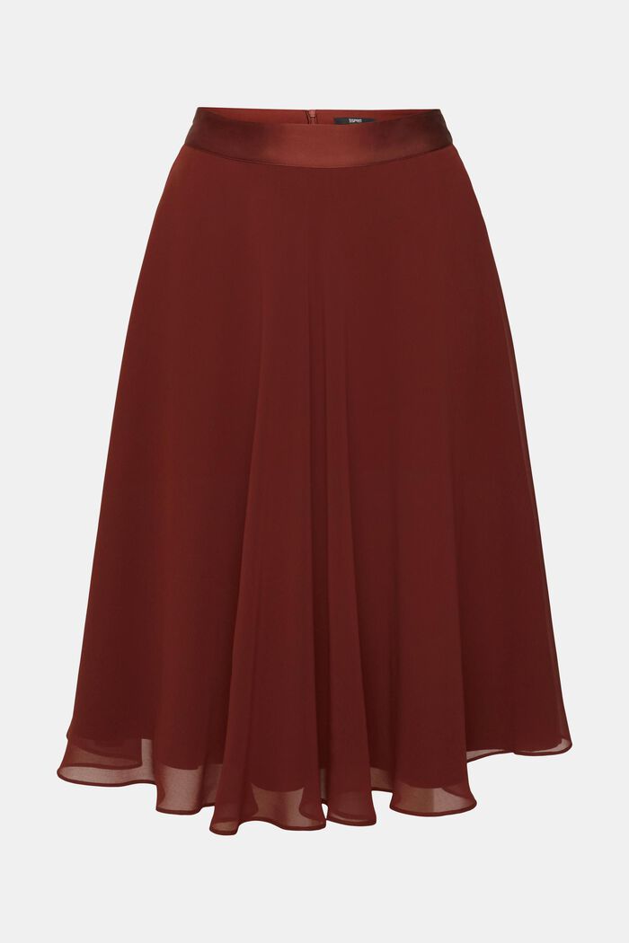 Reciclado: falda midi en gasa, BORDEAUX RED, detail image number 6
