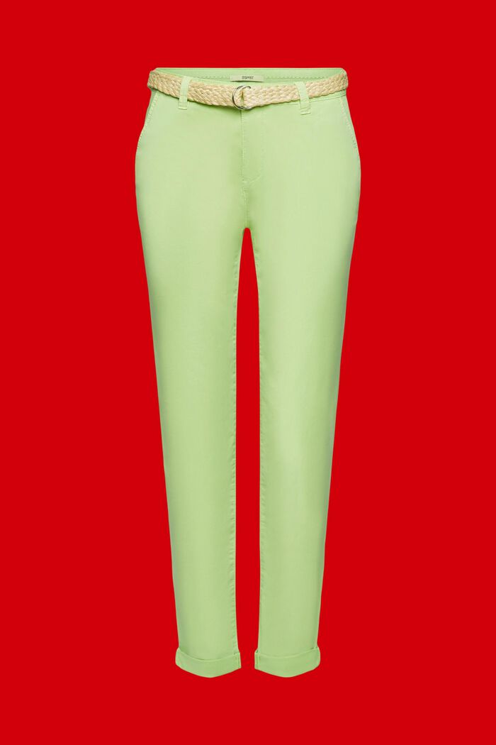 Pantalones chinos elásticos ligeros con cinturón, CITRUS GREEN, detail image number 5